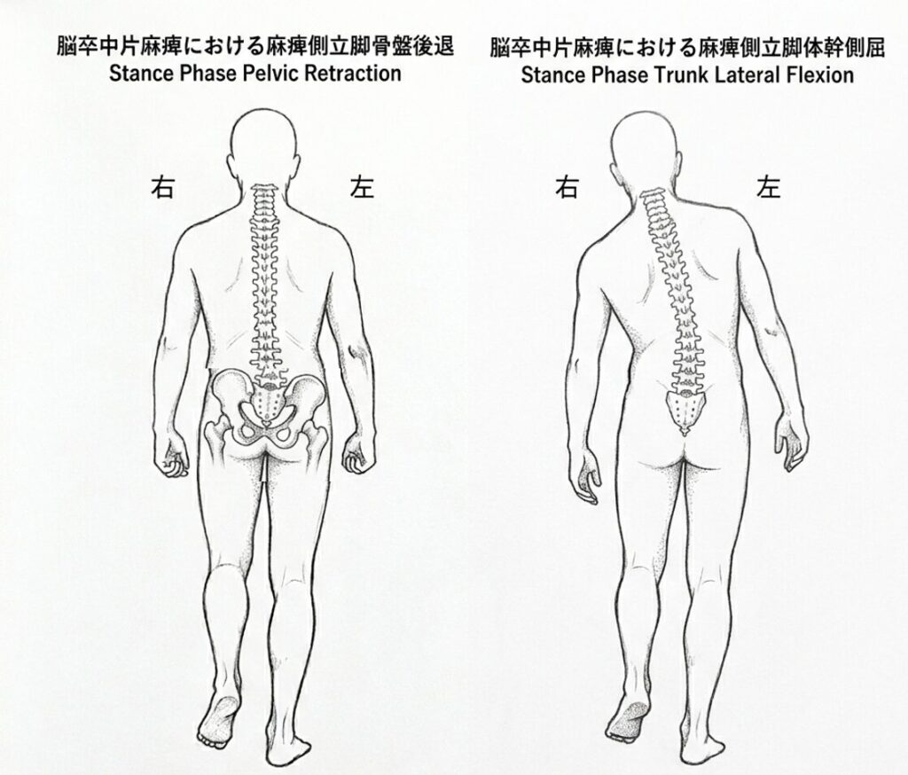 立脚中期の骨盤後退と体幹側屈